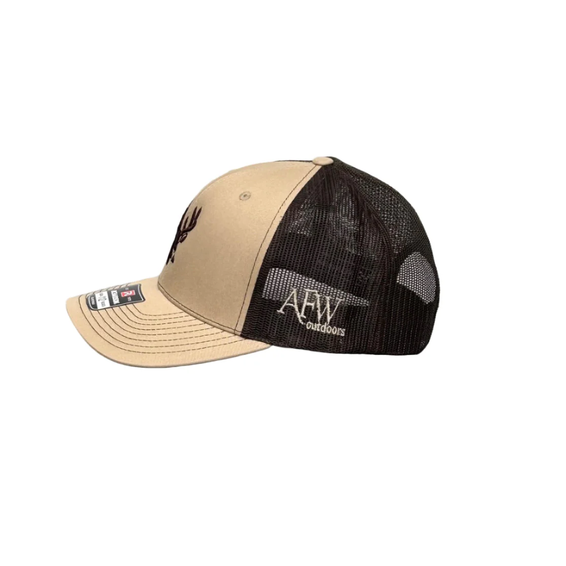 American Flyway Waterfowl 112 Khaki / Coffee Buck Logo Trucker - Image 3