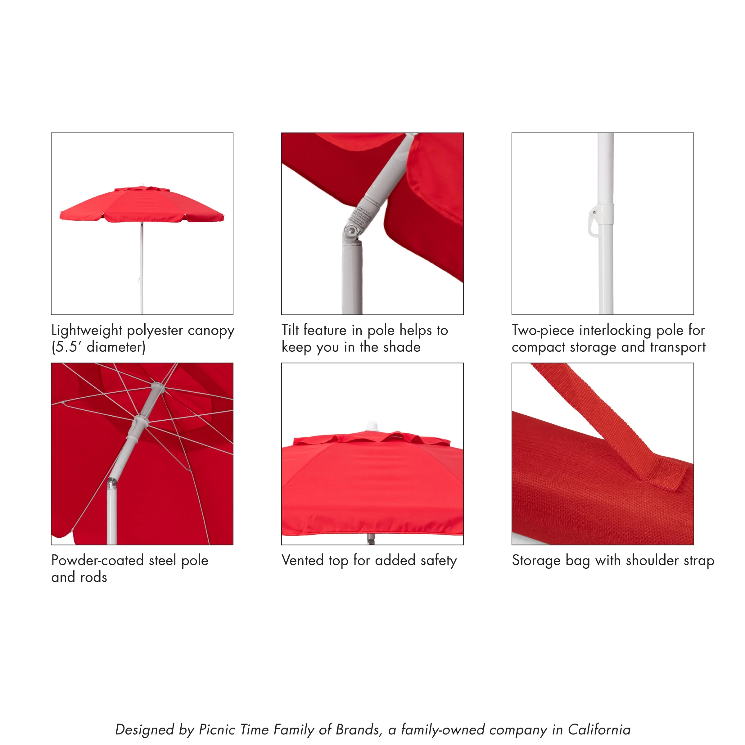 Picnic Time 5.5 Ft. Portable Beach Umbrella - Image 209