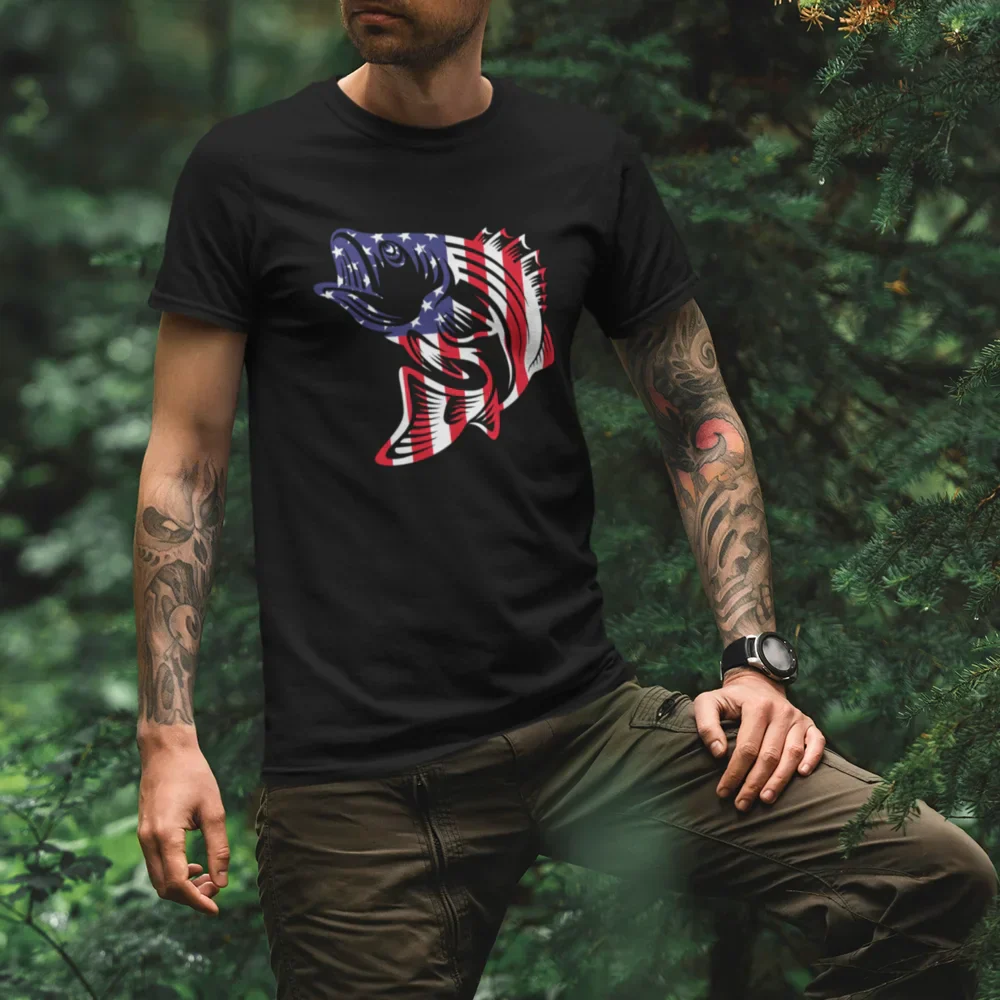 Outdoorzees American Flag Fish Come Man T-Shirt - Image 3