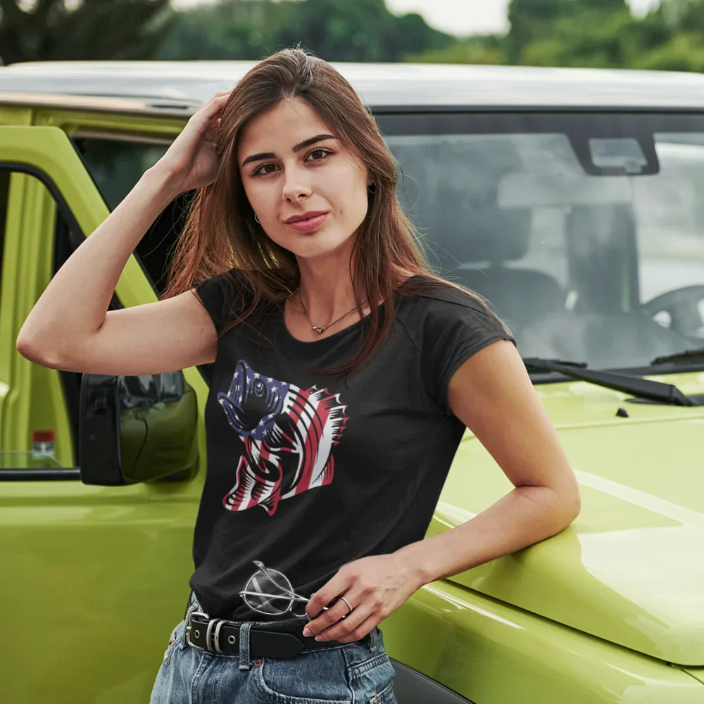 Outdoorzees American Flag Fish T-Shirt for Women - Image 3