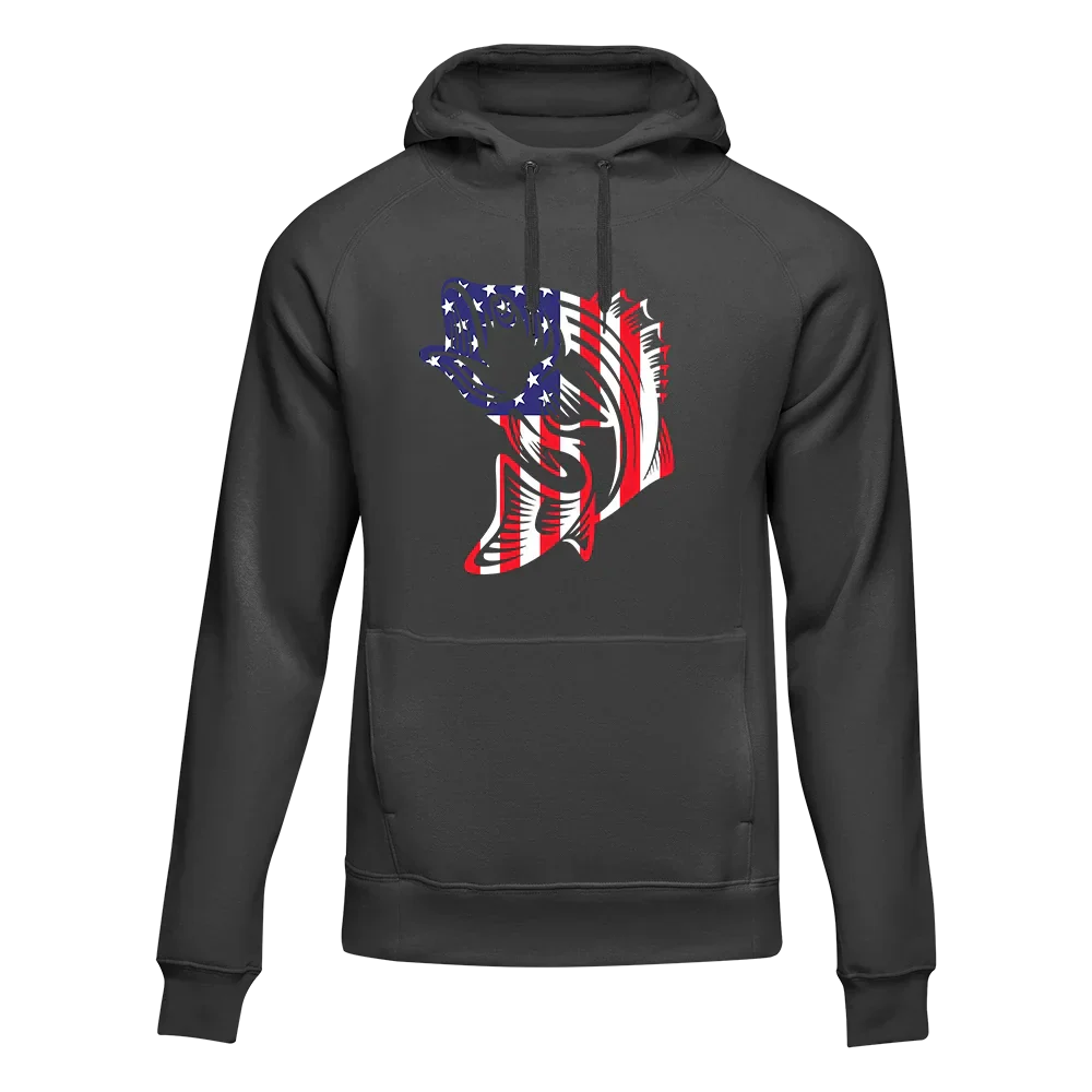 Outdoorzees American Flag Fish Unisex Hoodie - Image 2