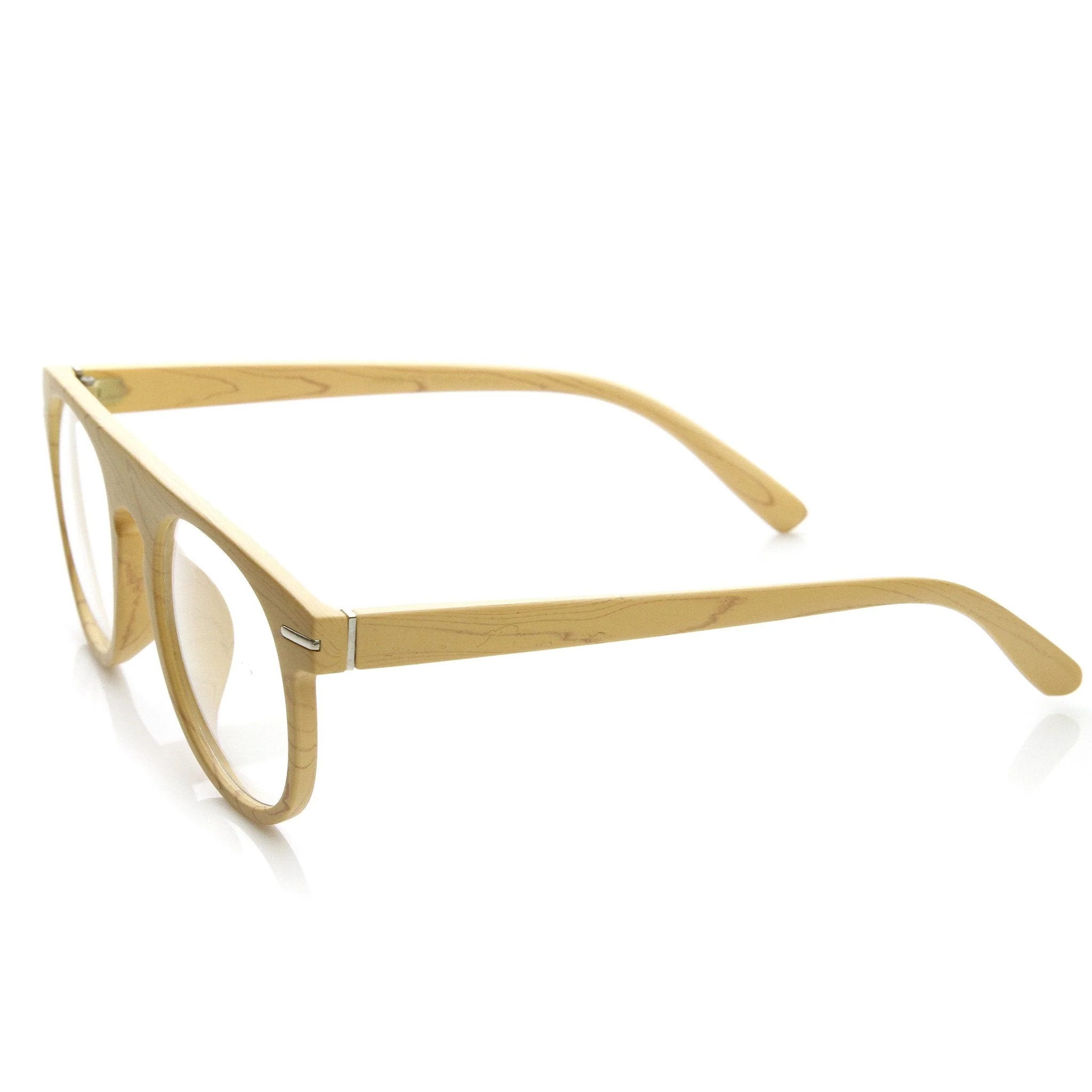 zeroUV Artistic Wood Print Indie Key Hole Flat Top Round Clear Lens Glasses 9152 - Image 5