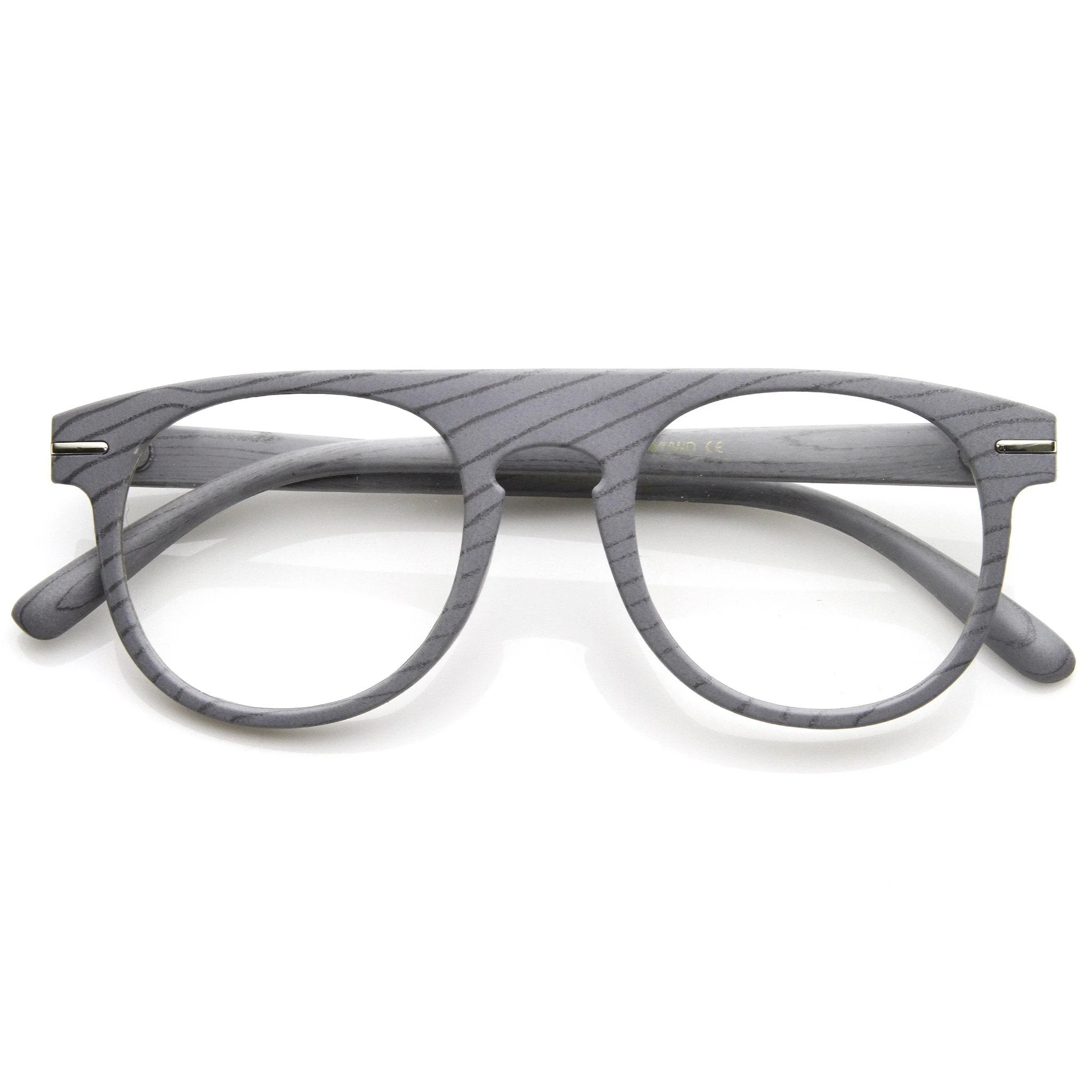 zeroUV Artistic Wood Print Indie Key Hole Flat Top Round Clear Lens Glasses 9152 - Image 8