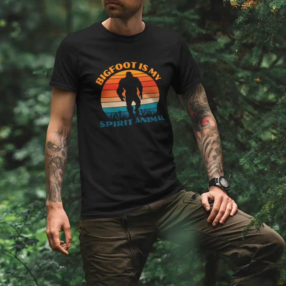 Outdoorzees Bigfoot Is My Spirit Animal Man T-Shirt - Image 5