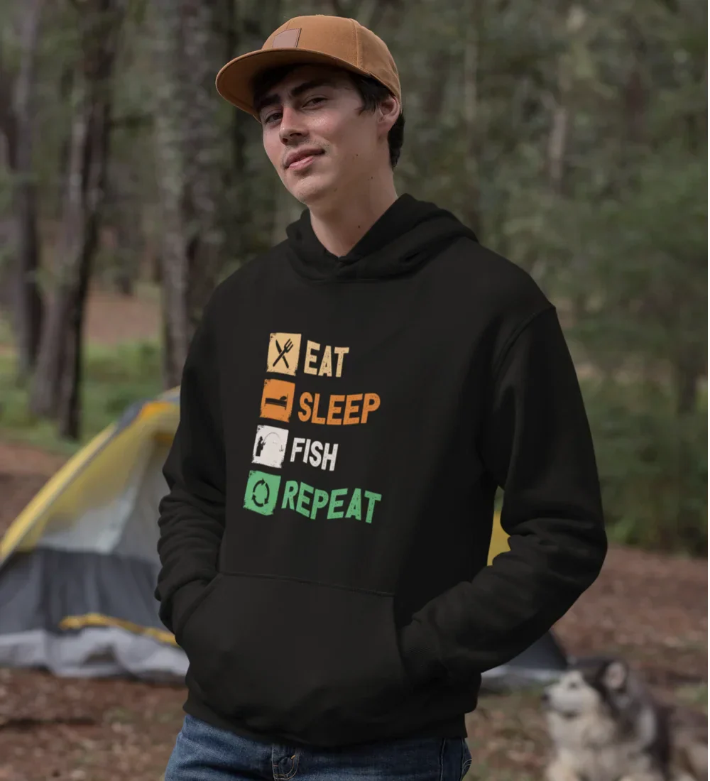 Outdoorzees Eat Sleep Fishing Repeat Unisex Hoodie - Image 6