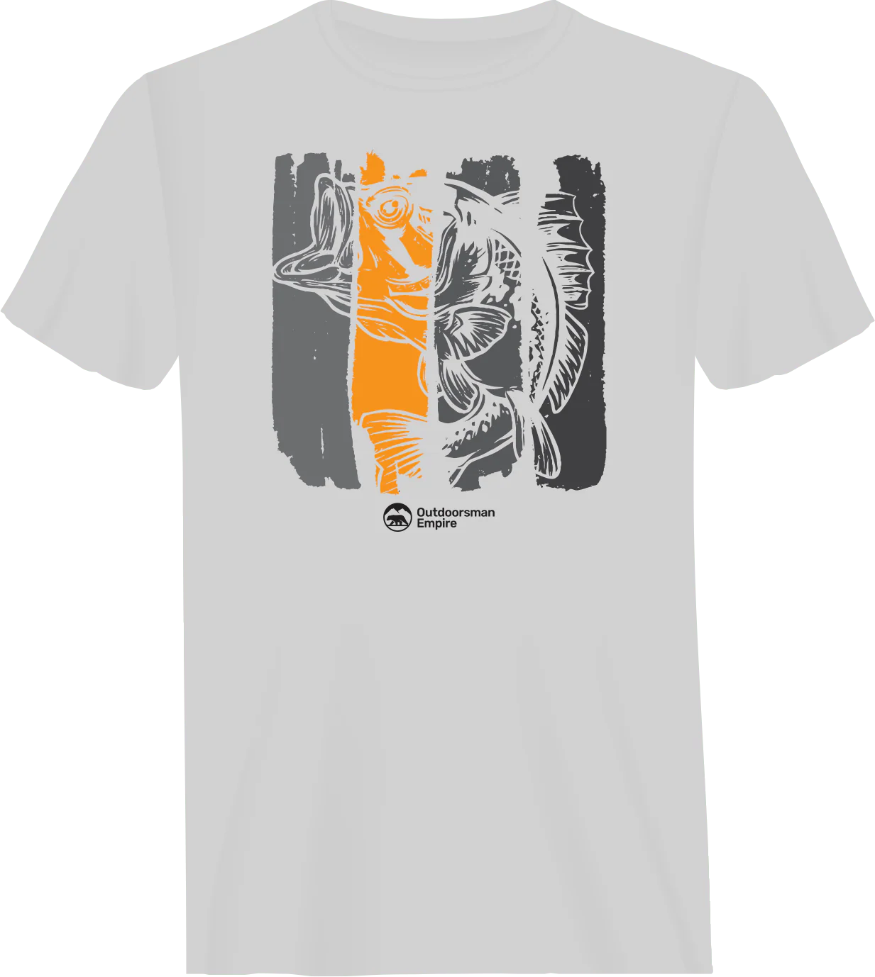 Outdoorzees Fishing Grunge Bars Man T-Shirt - Image 3