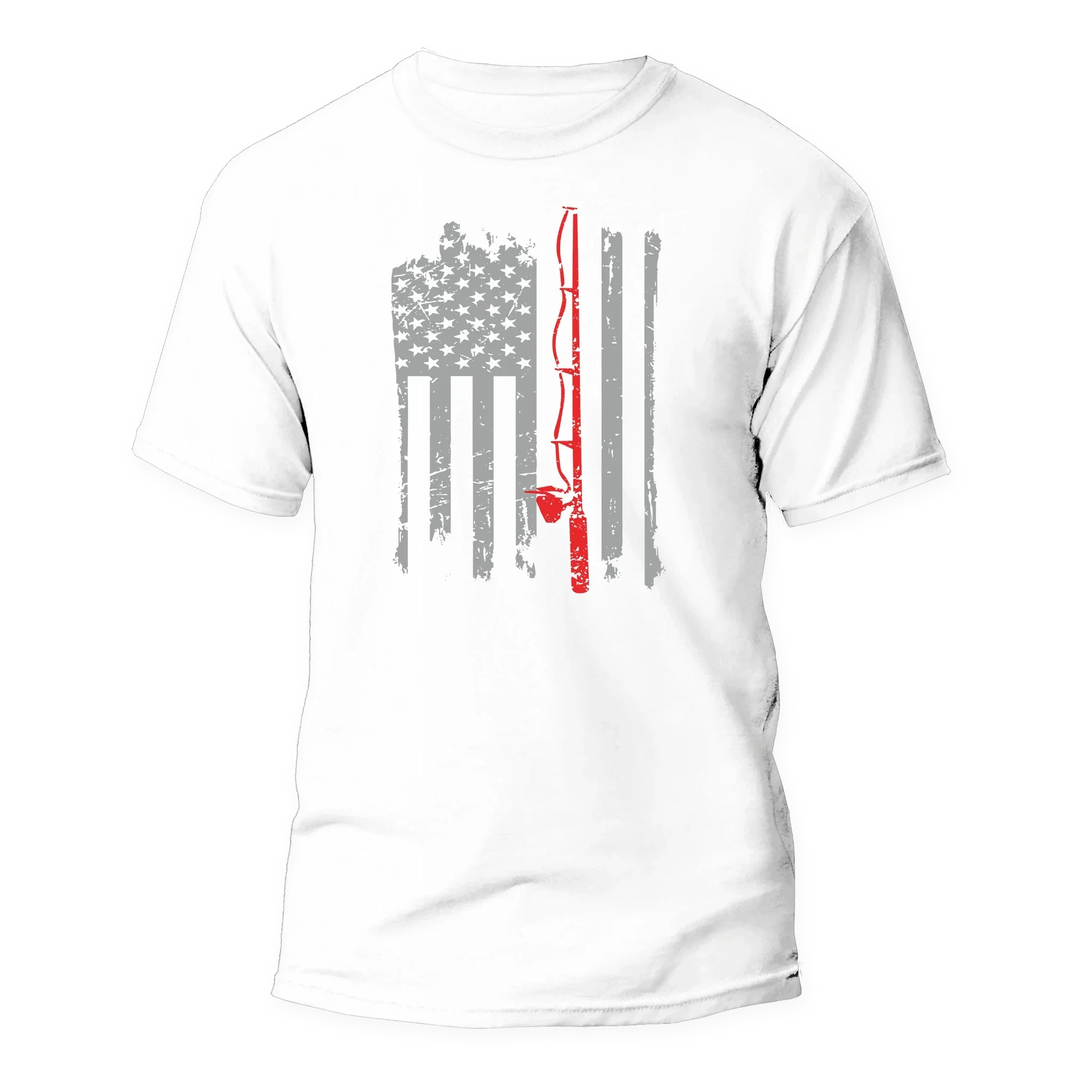 Outdoorzees Fishing Rod American Flag Unisex T-Shirt - Image 2