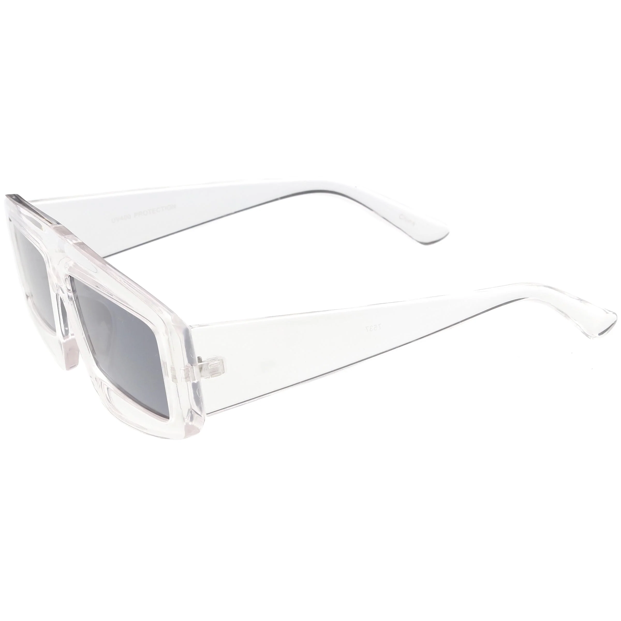 zeroUV Futuristic Retro Rectangle Block Flat Lens Sunglasses C752 - Image 16