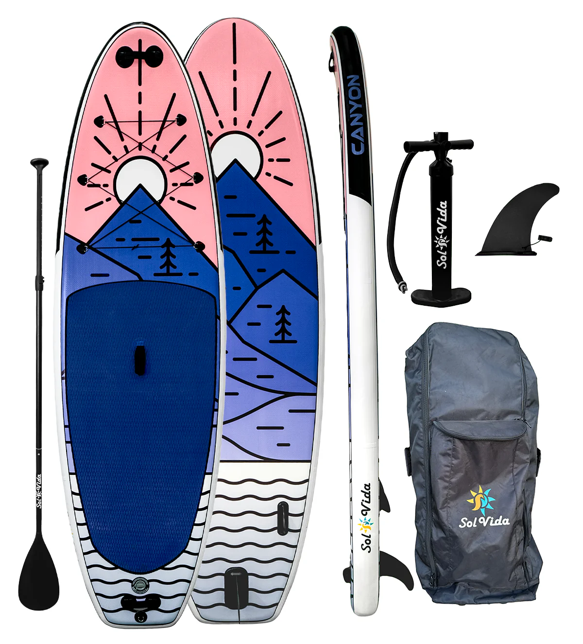 SolVida GrandSol Canyon Pack: 11' 4'' Inflatable Paddle Board + Paddle, Pump, Detachable Fin, & Carrying Case - Image 4