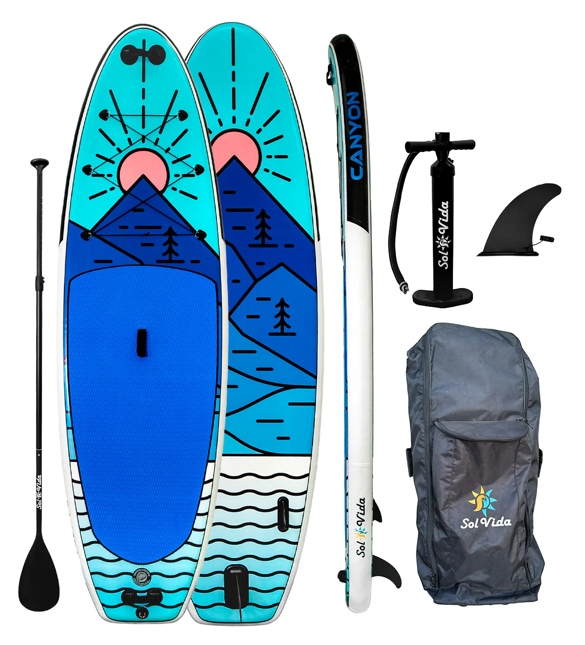SolVida GrandSol Canyon Pack: 11' 4'' Inflatable Paddle Board + Paddle, Pump, Detachable Fin, & Carrying Case - Image 5