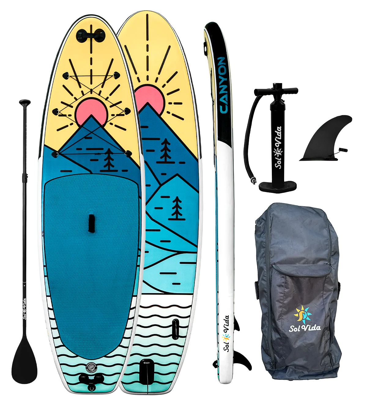 SolVida GrandSol Canyon Pack: 11' 4'' Inflatable Paddle Board + Paddle, Pump, Detachable Fin, & Carrying Case - Image 6