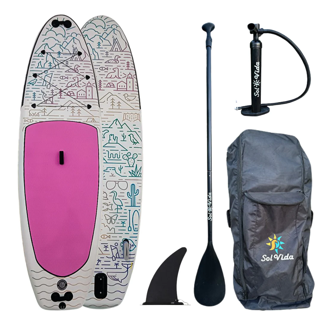 SolVida GrandSol Oasis Pack: 11' 4'' Inflatable Paddle Board + Paddle, Pump, Detachable Fin, & Carrying Case - Image 4