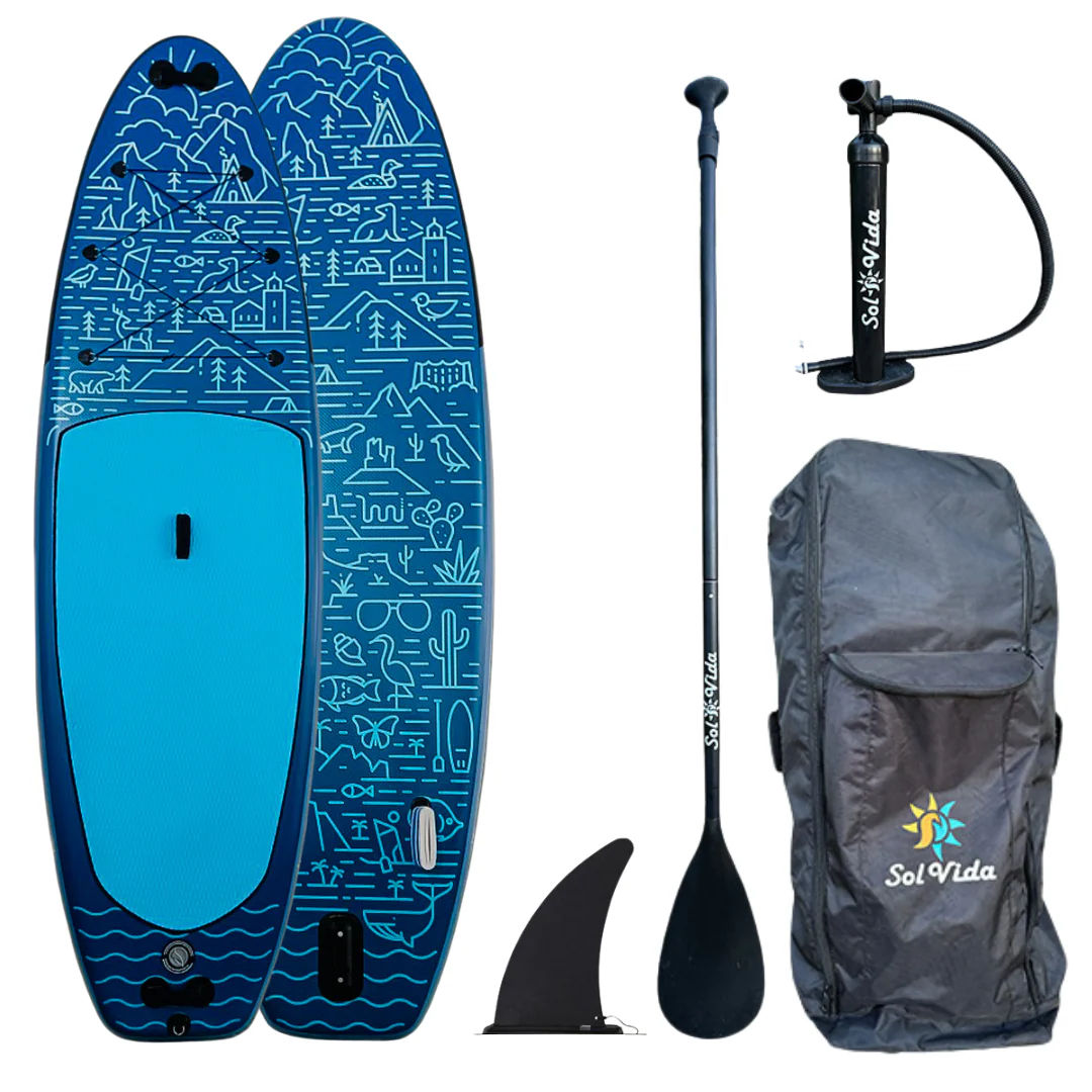 SolVida GrandSol Oasis Pack: 11' 4'' Inflatable Paddle Board + Paddle, Pump, Detachable Fin, & Carrying Case - Image 5