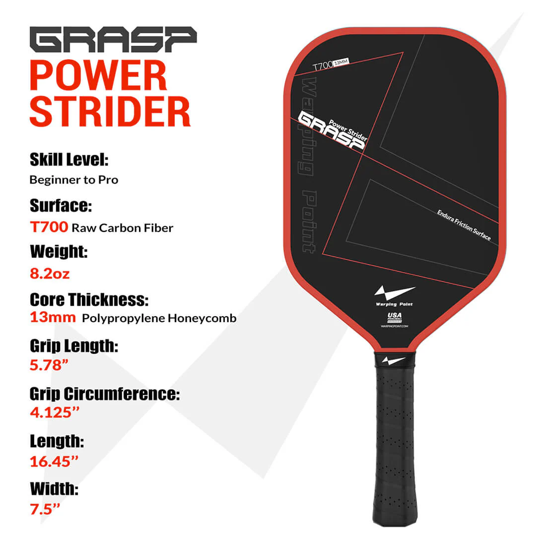 Warping Point Grasp Pickleball Paddle - 13mm - Image 5