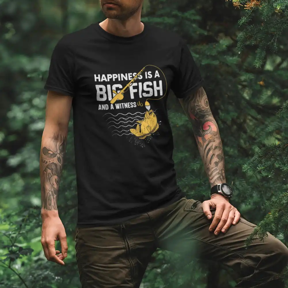 Outdoorzees Happiness Is A Big Fish Man T-Shirt - Image 4