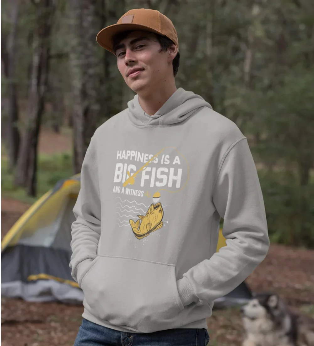 Outdoorzees Happiness Is A Big Fish Unisex Hoodie - Image 5