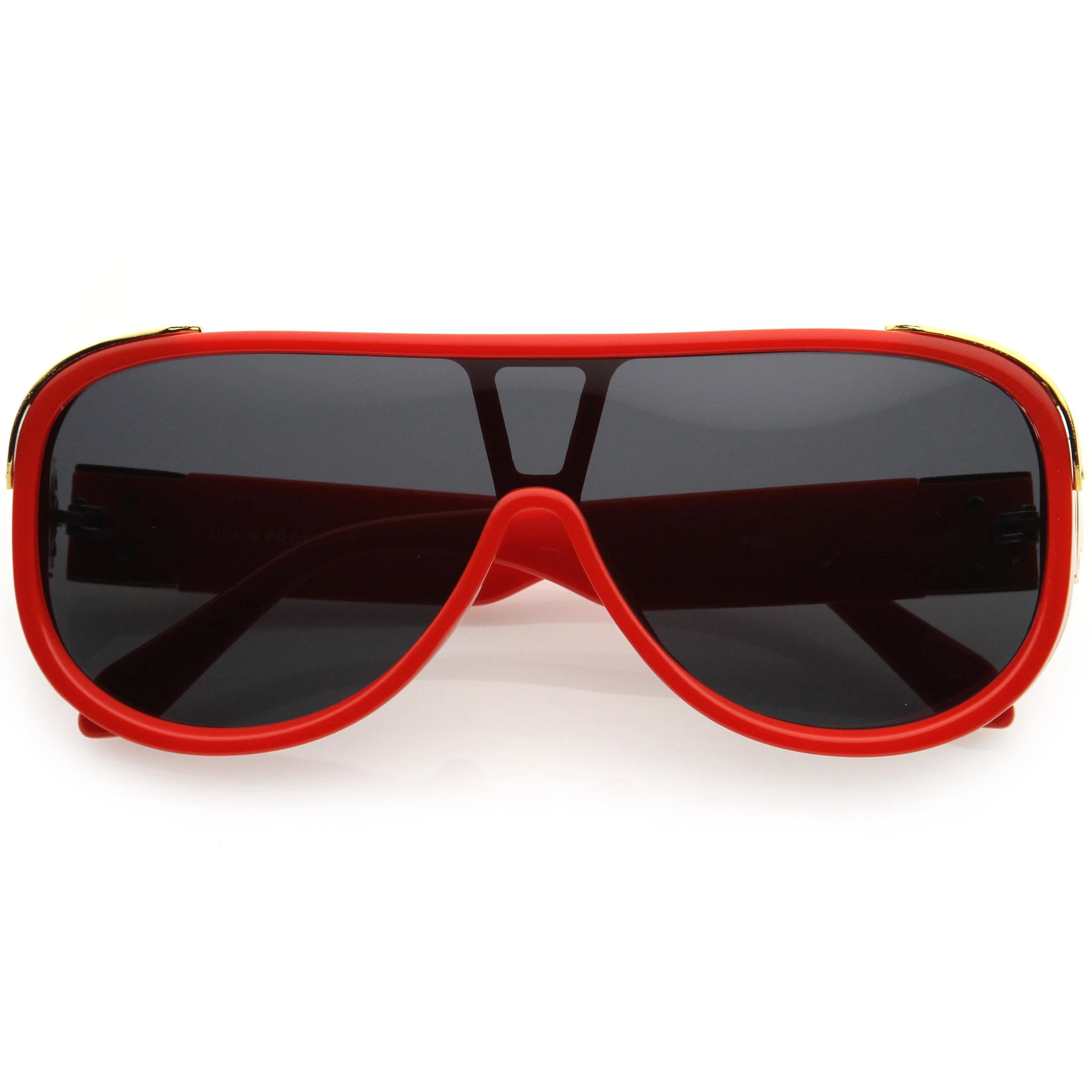 zeroUV High Fashion Neutral Rounded Lens Flat Top Oversize Shield Sunglasses D101