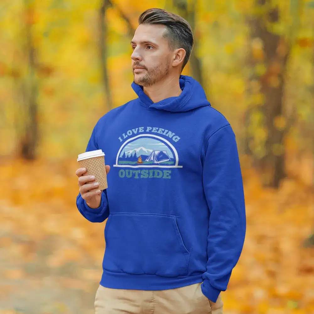 Outdoorzees I Love Peeing Outside Men Adult Fleece Hoodie - Image 2