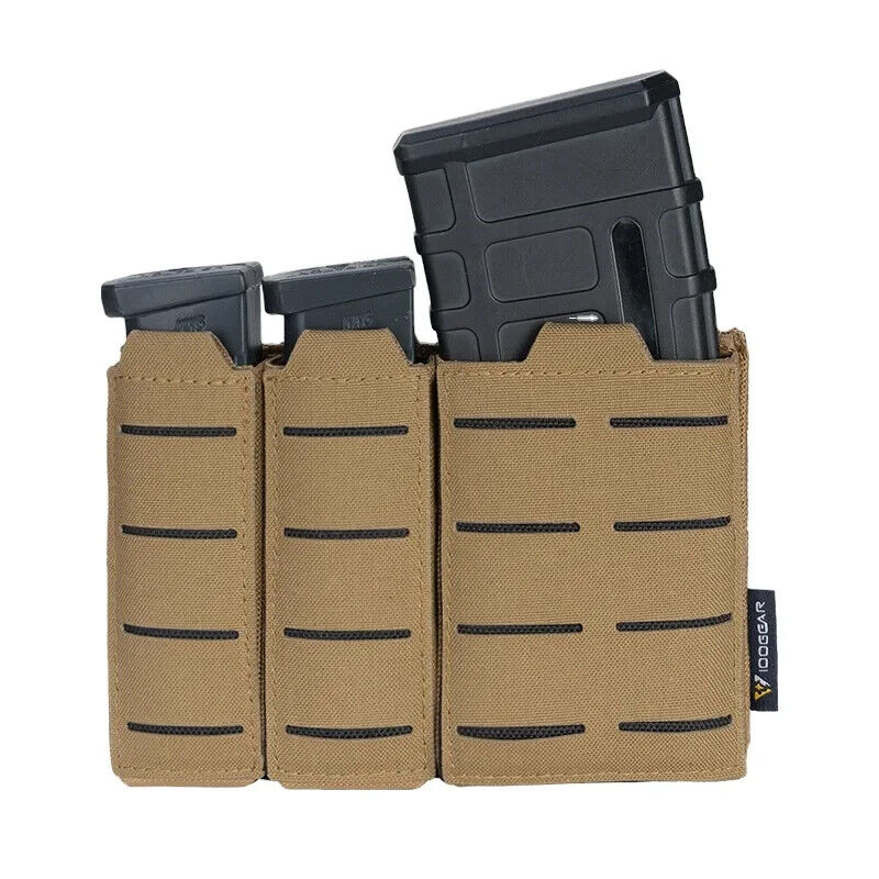 IDOGEAR Tactical Triple Mag Pouch MOLLE, Fits 5.56 & 9mm Magazines, Multi-Color - Image 2
