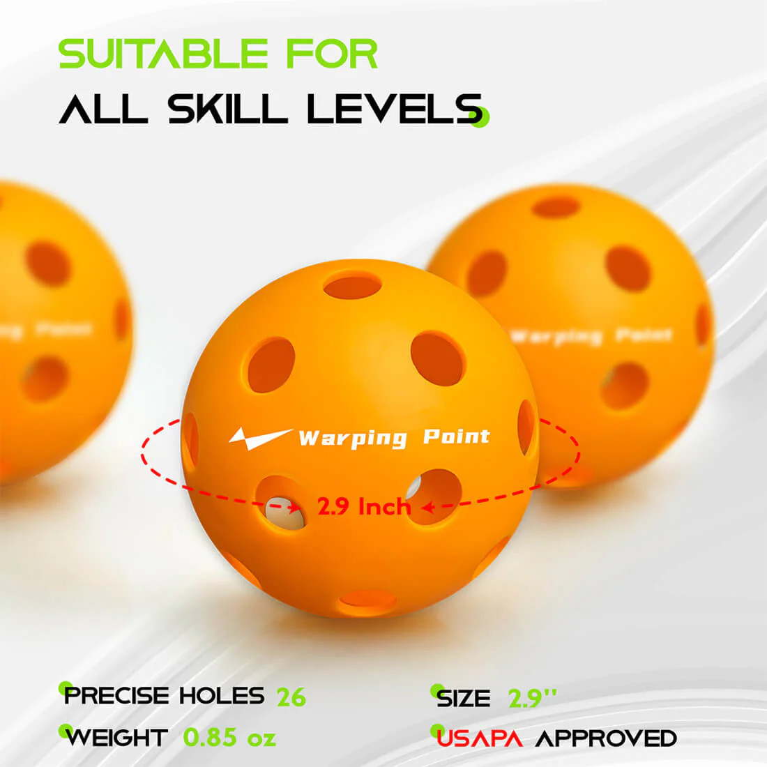 Warping Point Indoor Practice Pickleballs - Orange - Image 4