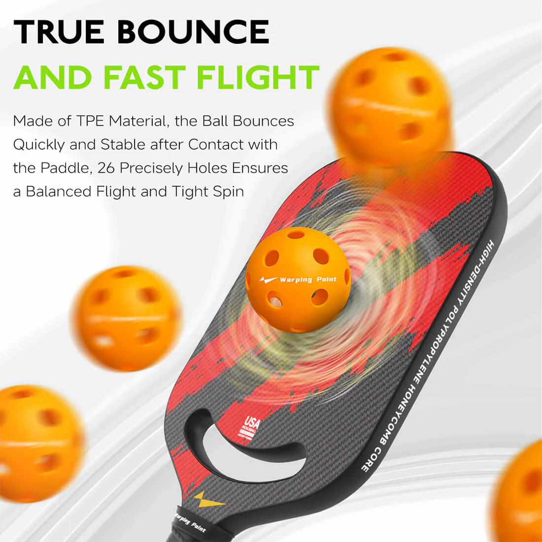 Warping Point Indoor Practice Pickleballs - Orange - Image 6