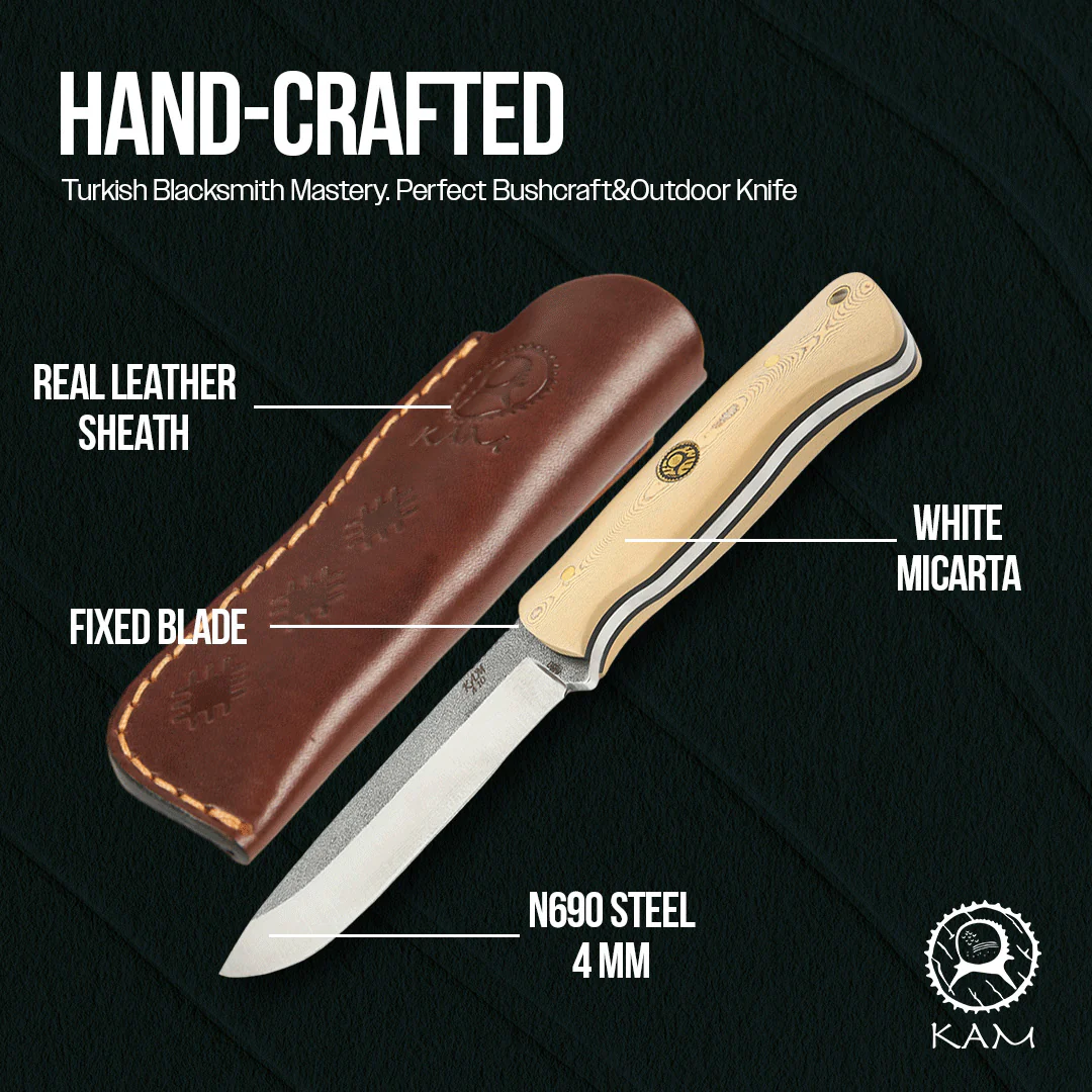 Kam Knife - A10 - White Handle - Fixed Blade - Image 10