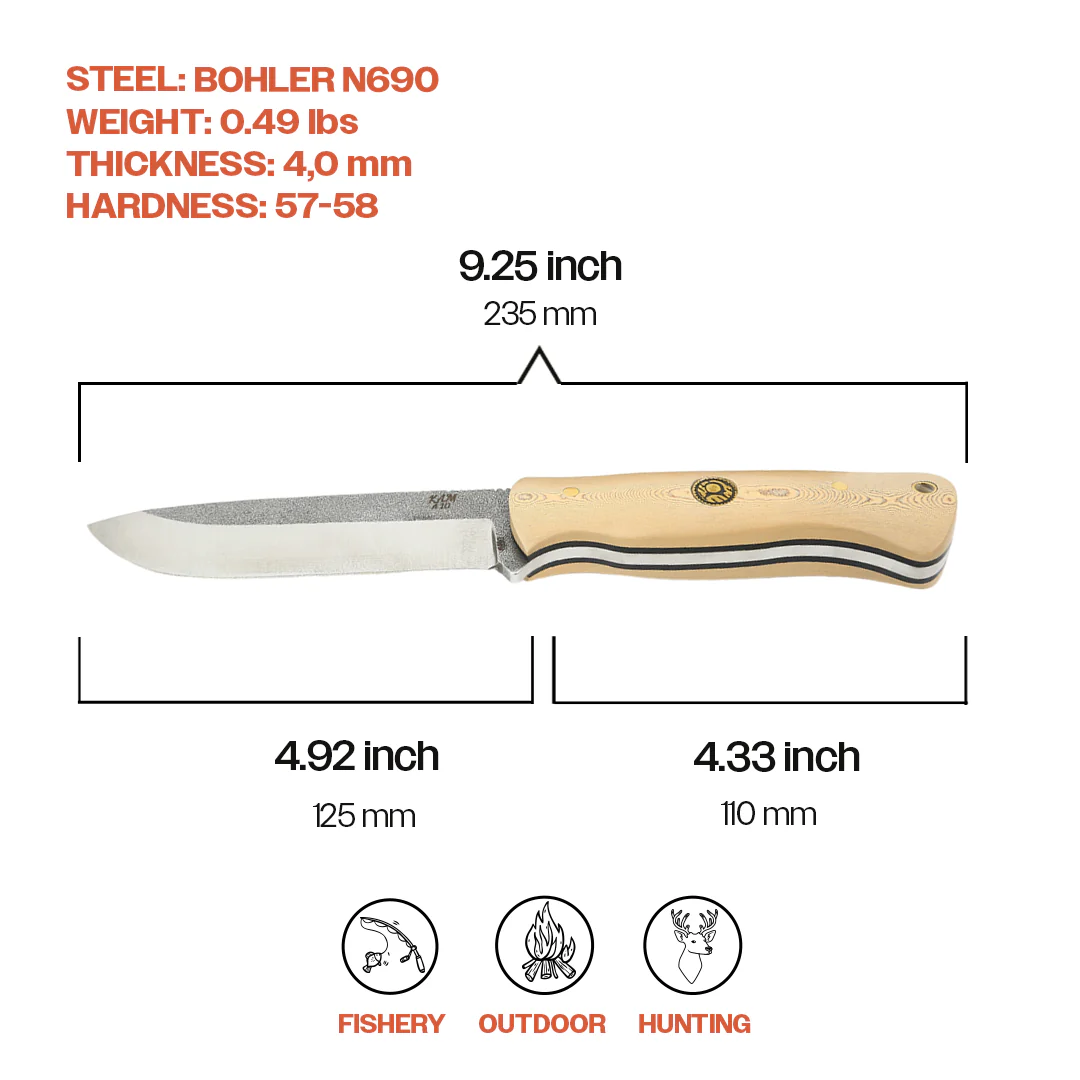 Kam Knife - A10 - White Handle - Fixed Blade - Image 7