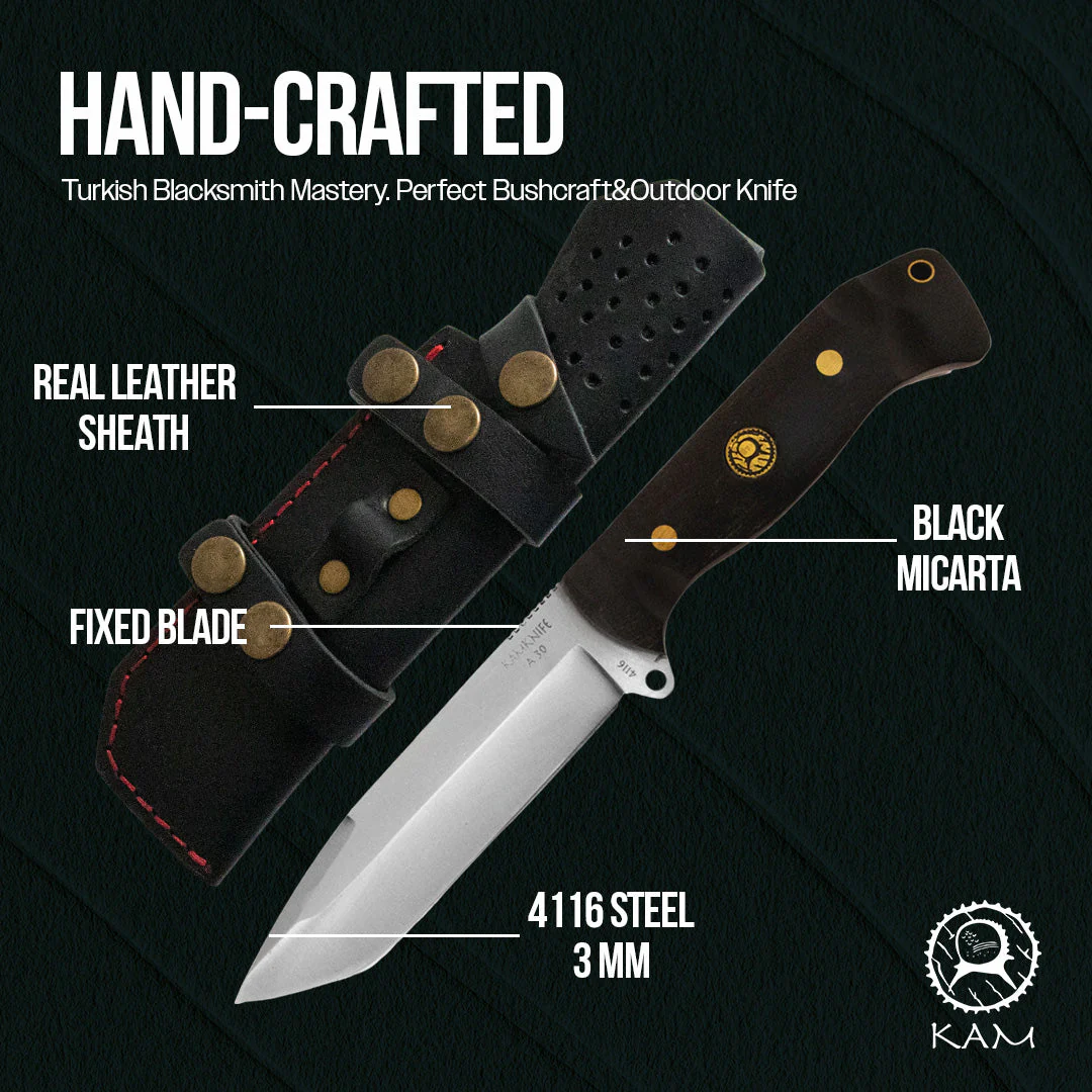 Kam Knife – A30 - Black Handle - Fixed Blade - Image 7