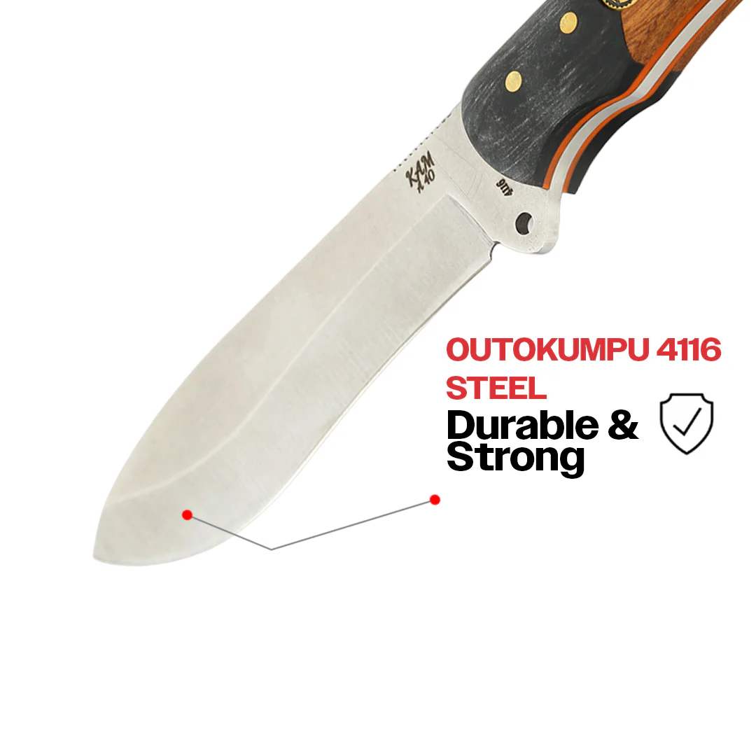 Kam Knife - A40 - Maun Wood Black and Brown Handle - Fixed Blade - Image 7