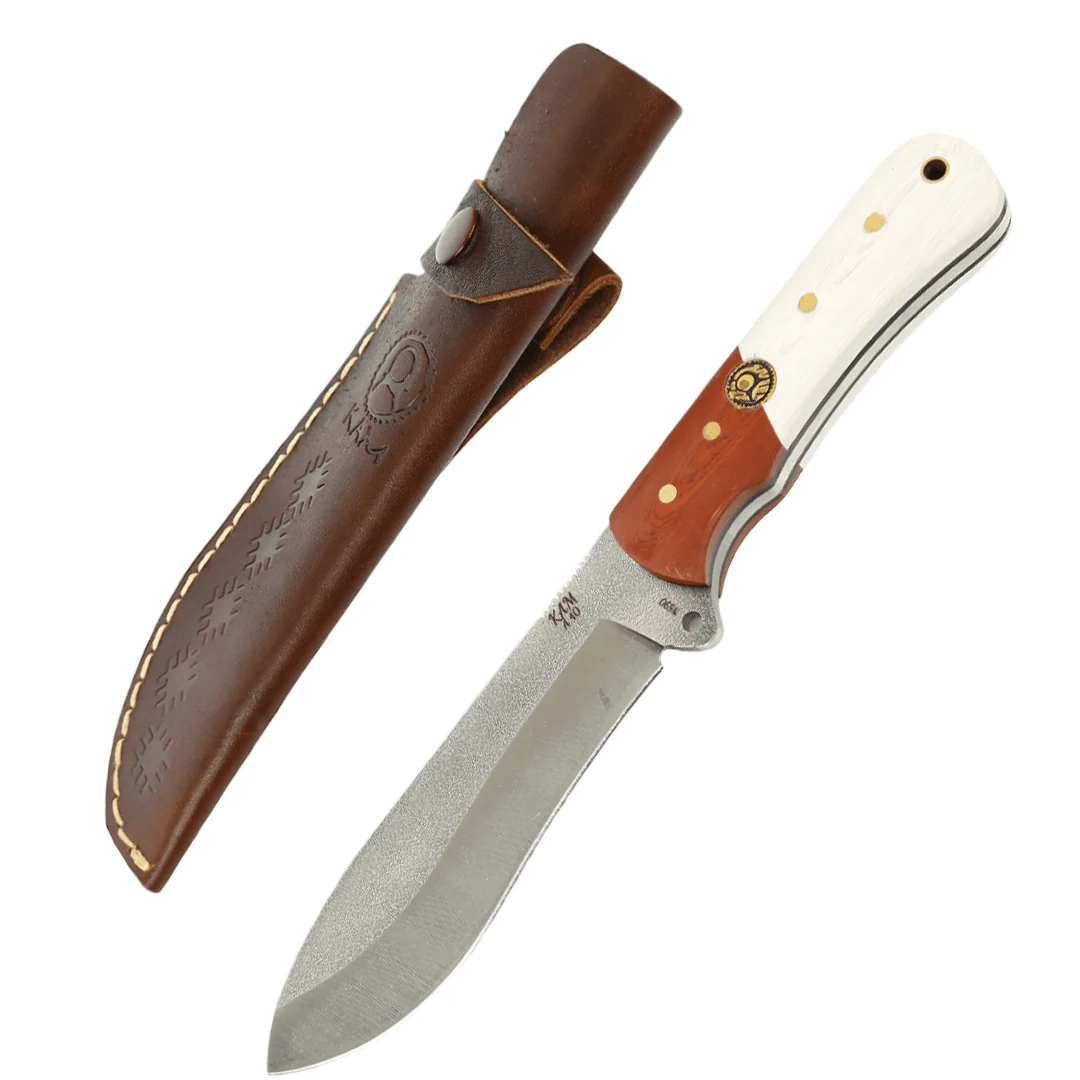 Kam Knife – A40 - N690 Steel - Red and White Handle - Fixed Blade - Image 6