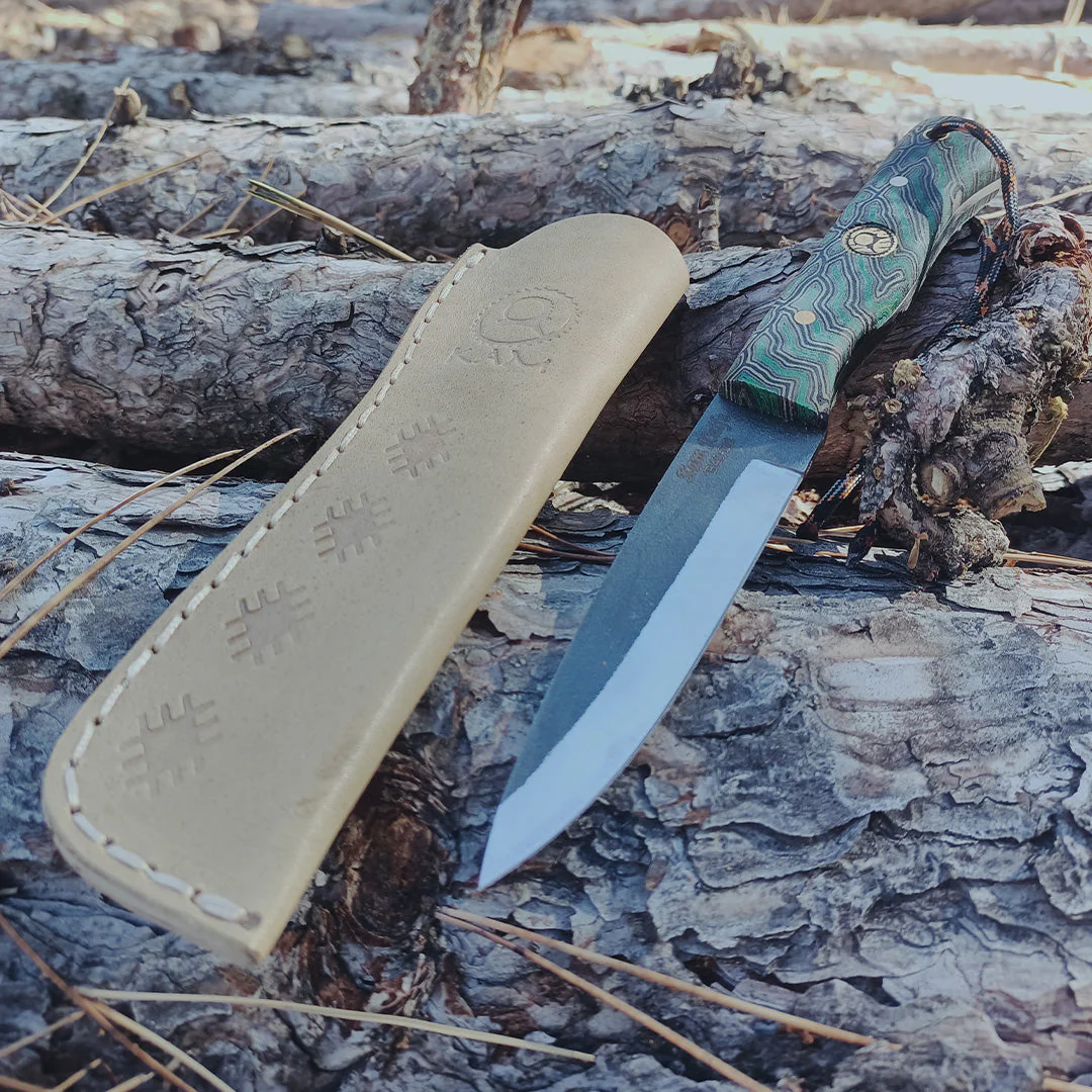 Kam Knife - B40 - Green G Micarta Handle - Fixed Blade - Image 5