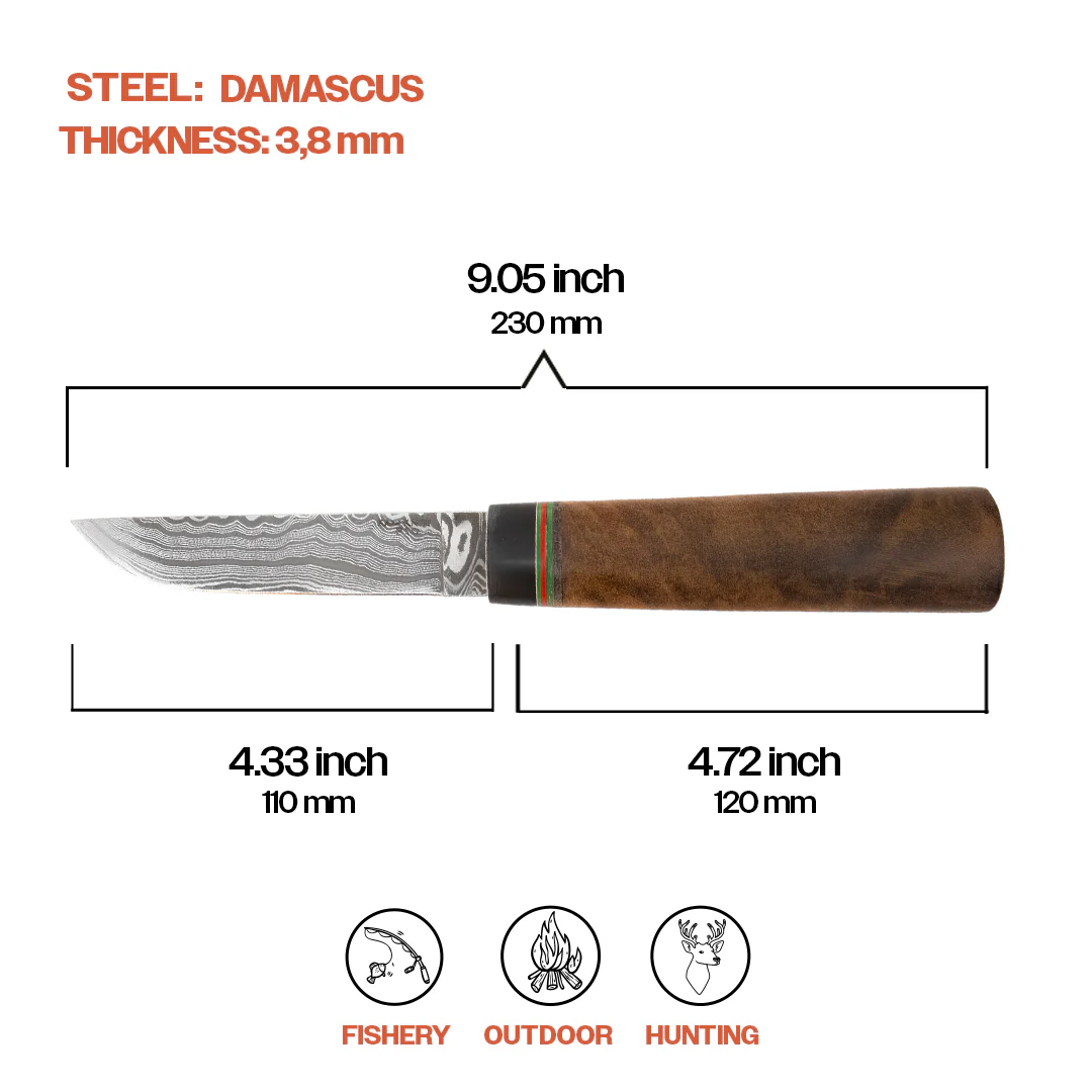 Kam Knife - P10 - Maun Wood G Micarta Handle - Fixed Blade Flat - Image 5