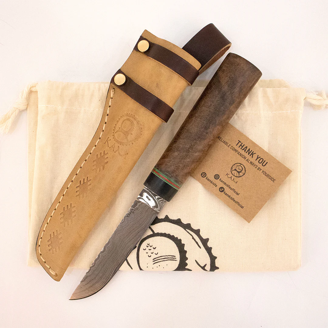 Kam Knife - P10 - Maun Wood G Micarta Handle - Fixed Blade Flat - Image 7