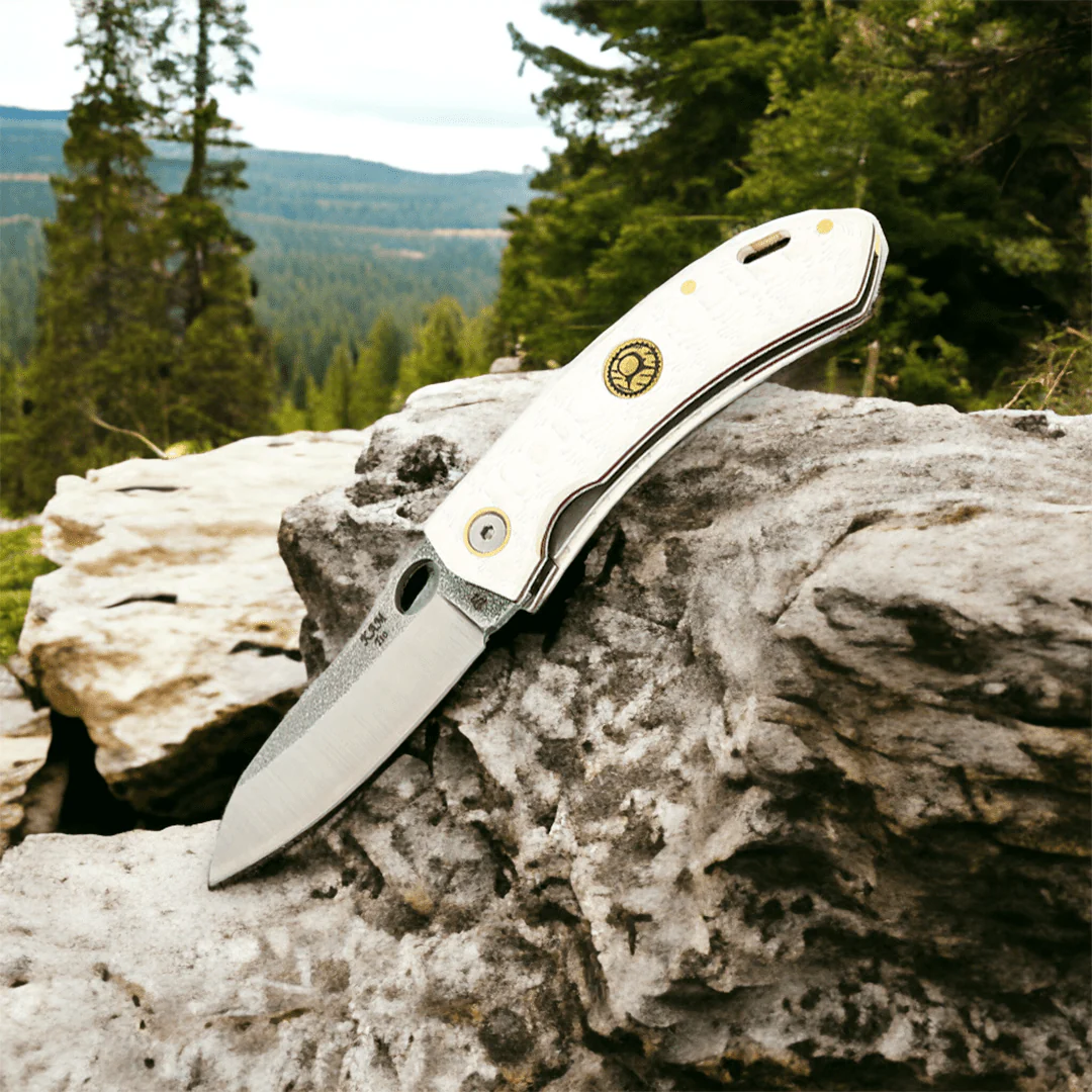 Kam Knife - T10 - D2 Steel - White Handle - Pocket Knife - Image 2