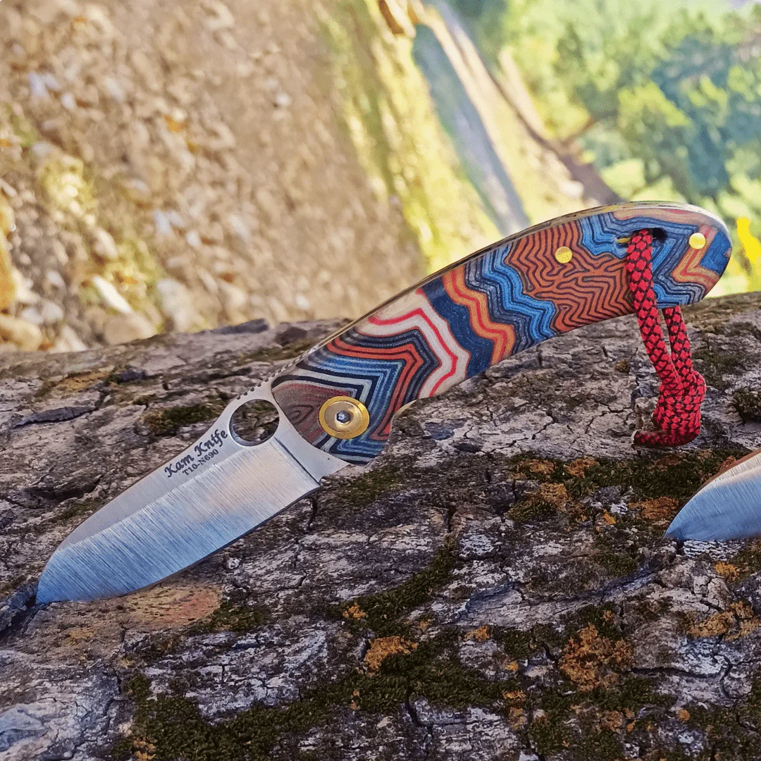 Kam Knife – T10 - N690 Steel - Blue G Micarta Handle - Pocket Knife - Image 6