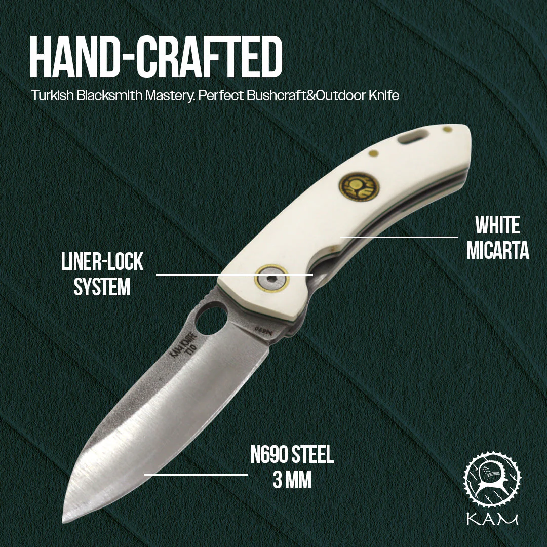 Kam Knife - T10 - White Handle - Pocket Knife - Image 8