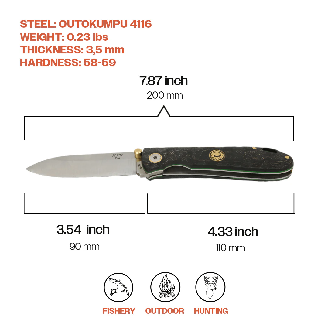 Kam Knife - T20 - 4116 Steel - Black Handle - Pocket Knife - Image 7