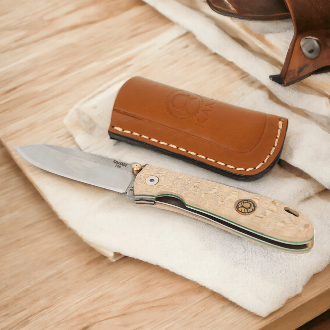 Kam Knife - T20 - D2  Steel - Oak Handle - Pocket Knife - Image 8