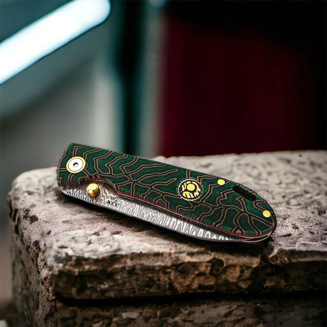 Kam Knife – T20 - Green G Micarta Handle - Pocket Knife - Image 5