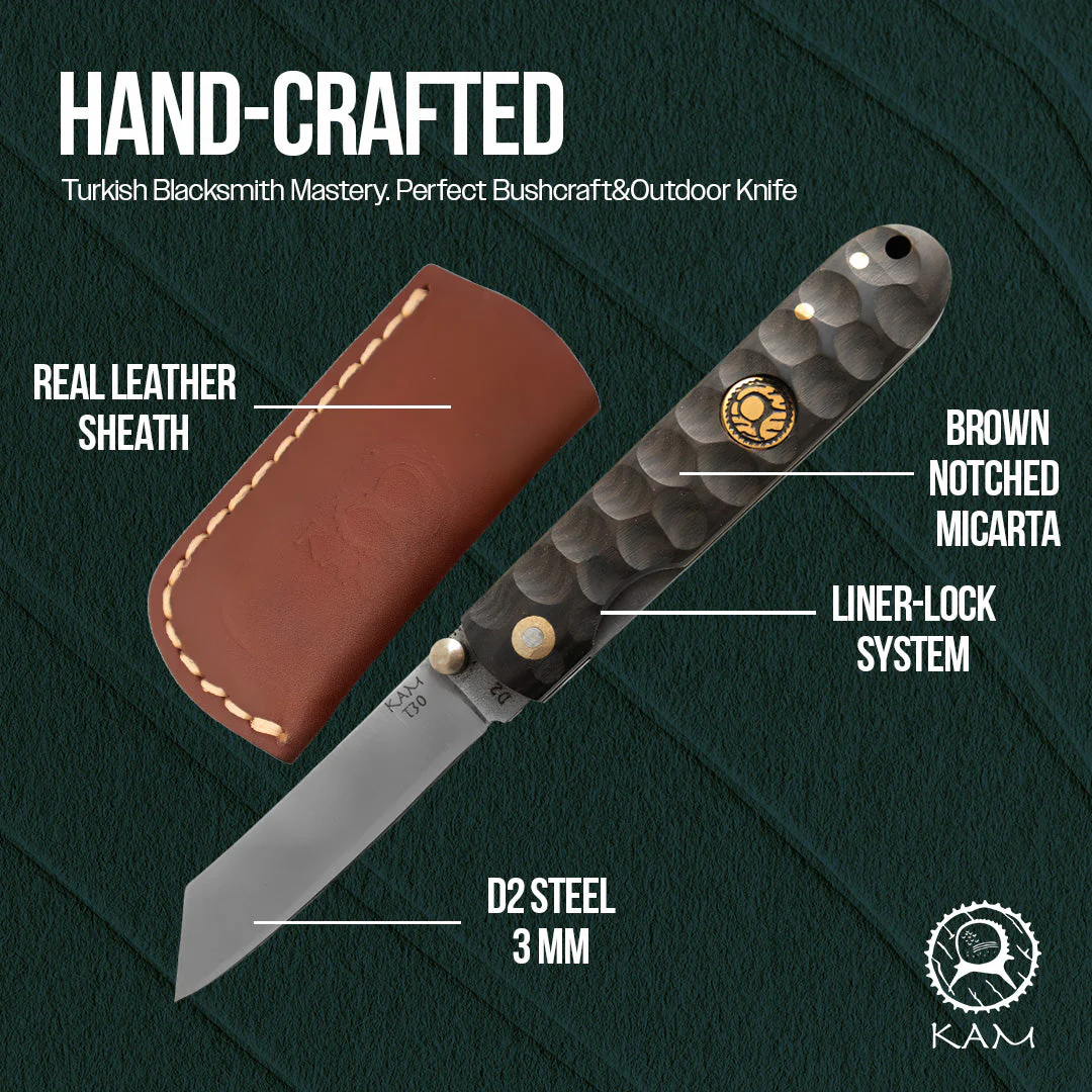 Kam Knife - T30 - Katsu Brown Handle - Pocket Knife - Image 7