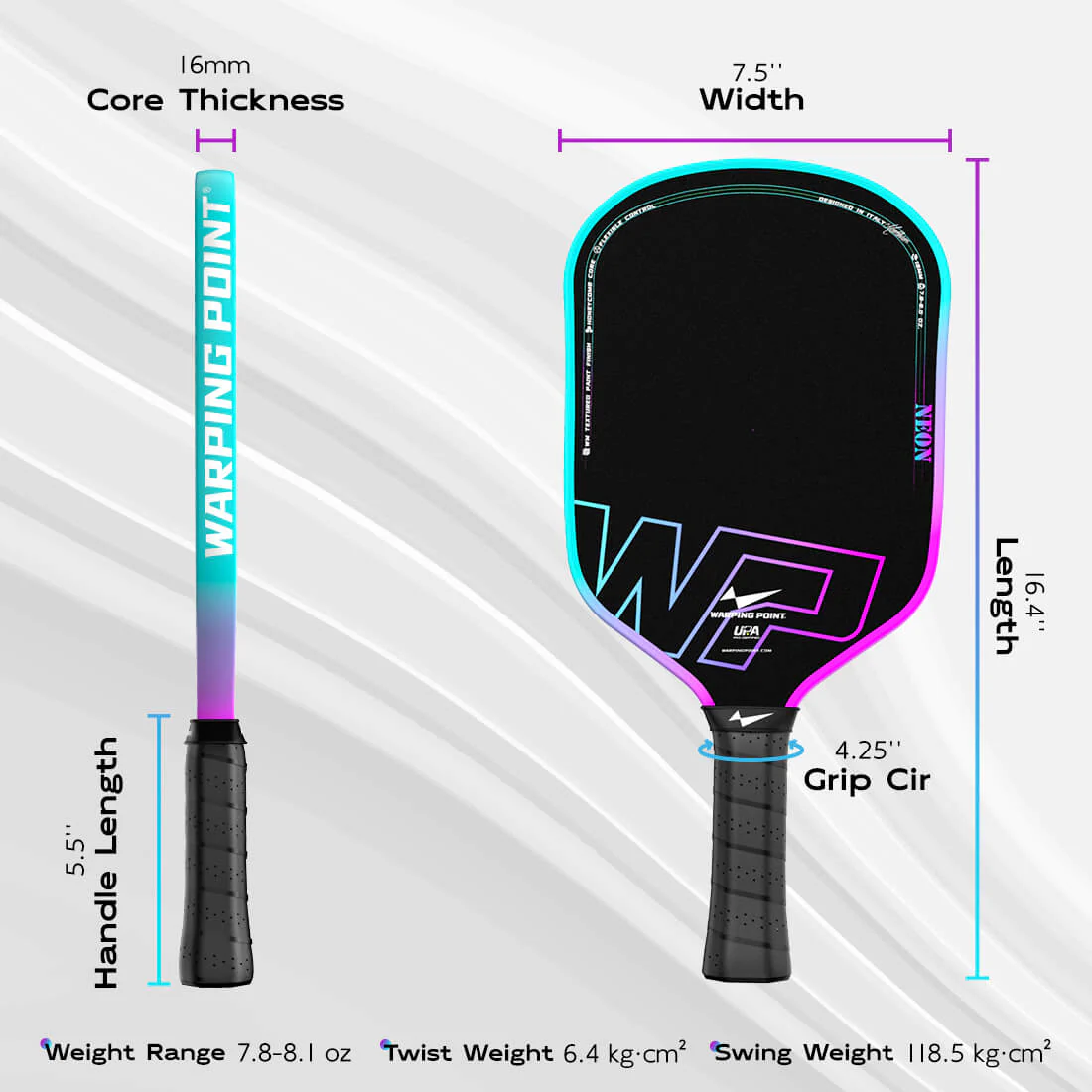 Warping Point Neon Pickleball Paddle - Gen 3 - Image 5