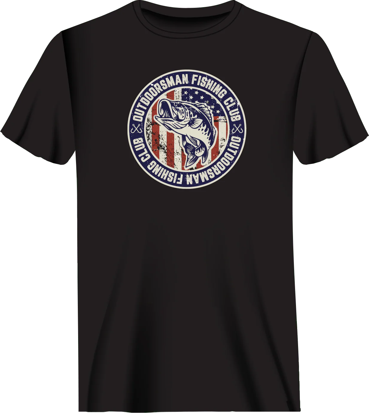 Outdoorzees Outdoorsman Fishing Club Patriotic Man T-Shirt