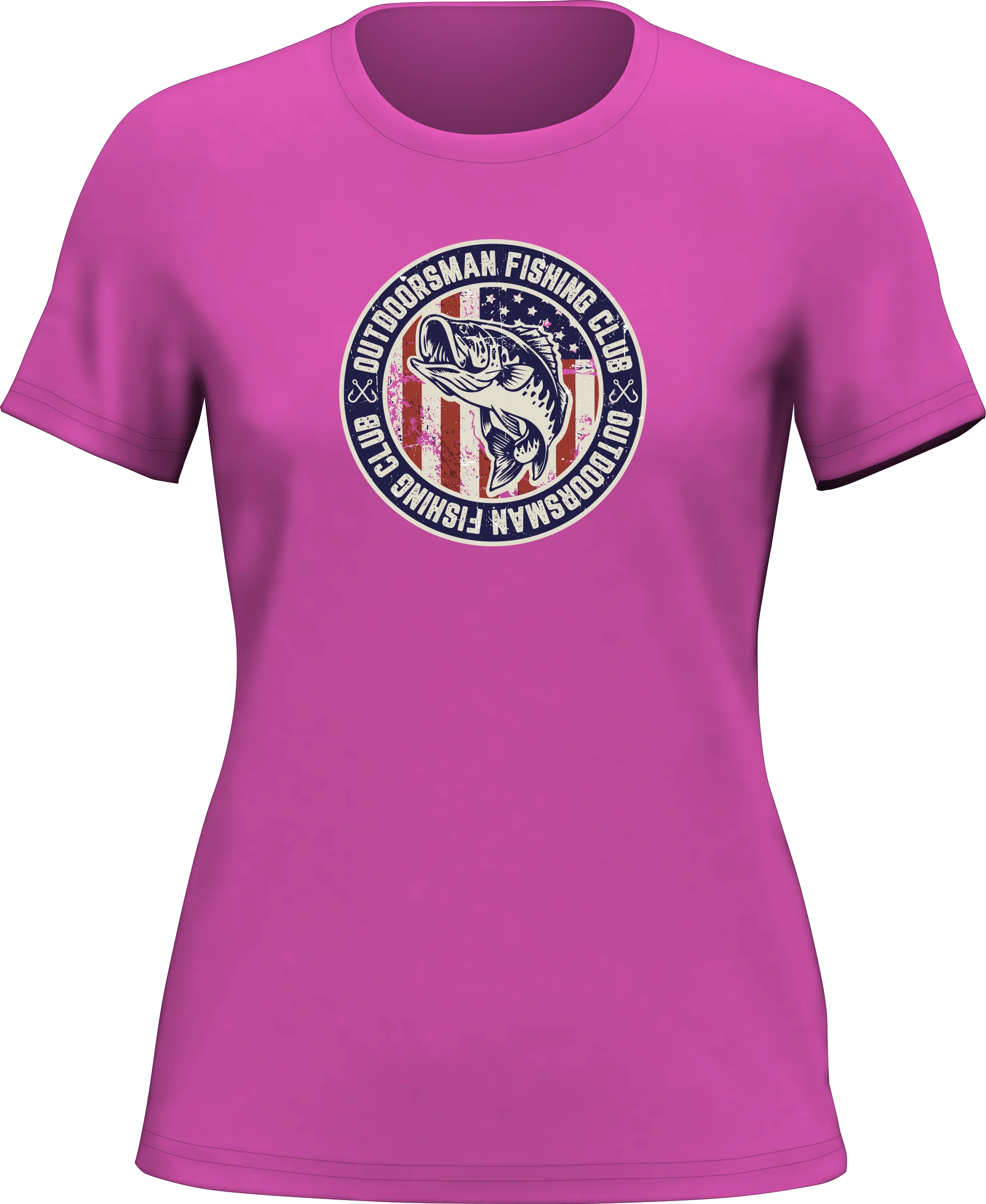 Outdoorzees Outdoorsman Fishing Club Patriotic T-Shirt for Women - Image 3