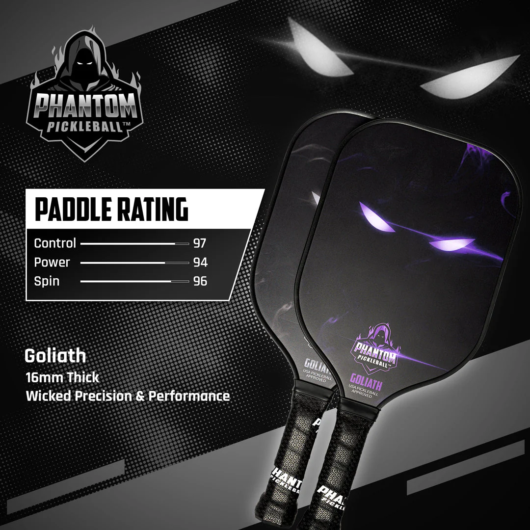 PHANTOM GOLIATH 16MM T800 Carbon Fiber Pickleball Pro Paddle with Cover - Image 4