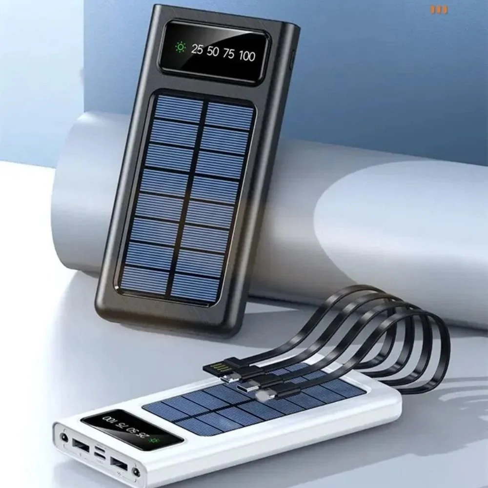 Outdoorzees Portable Solar Power Bank with Built-in Cables - Image 4