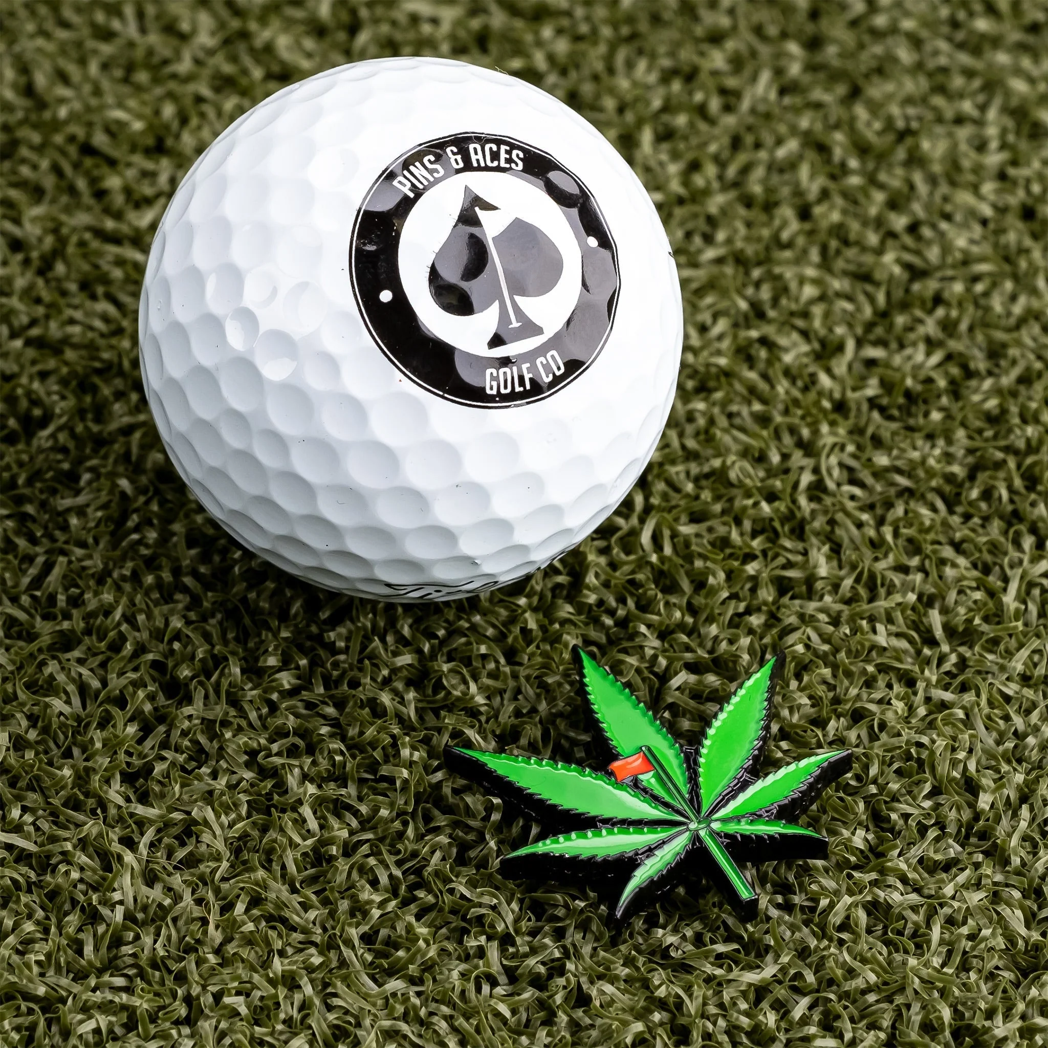 Pins and Aces Pot Leaf Ball Marker - Image 3