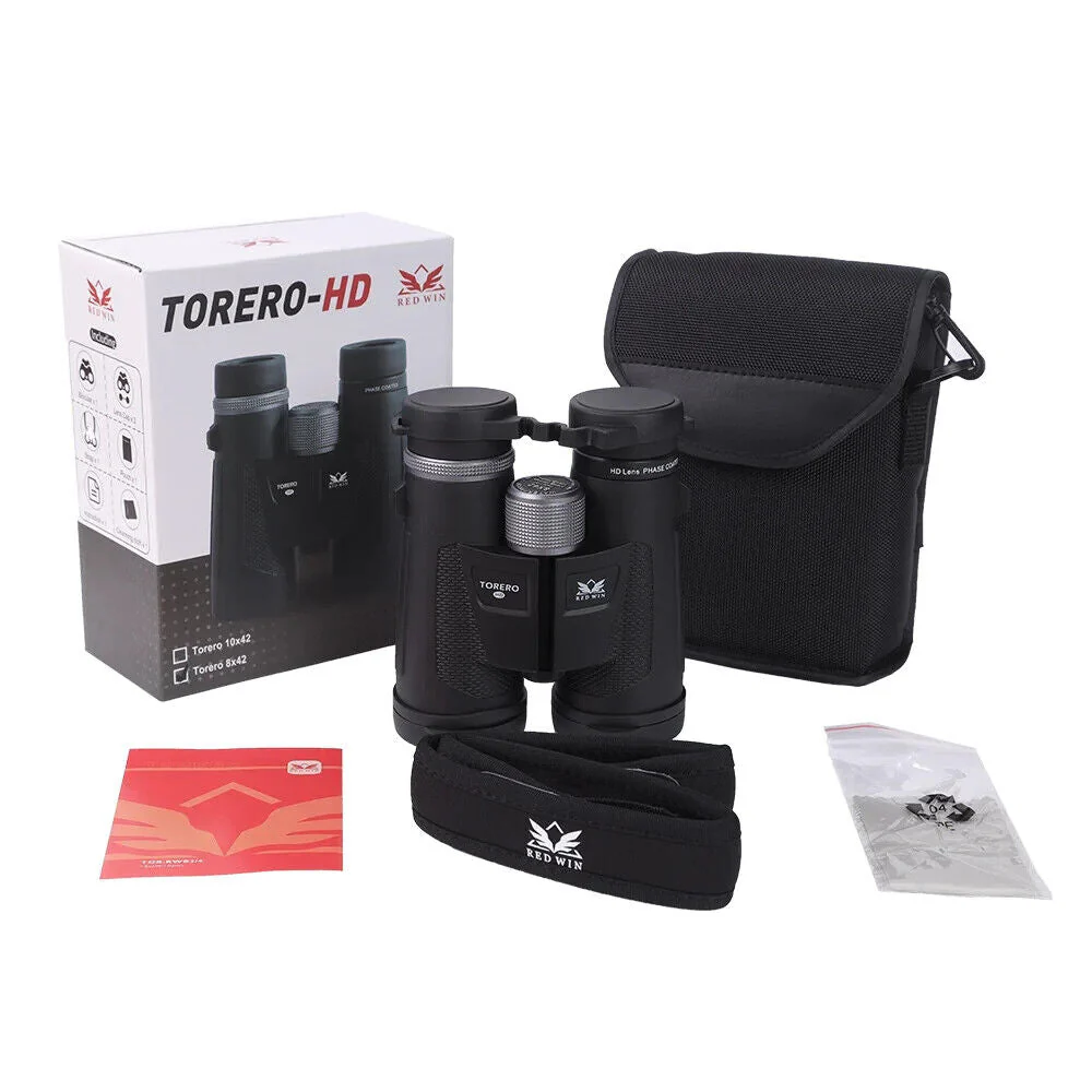 Red Win Torero HD 10x42 Binoculars Compact Waterproof FMC Hunting Optics Black - Image 6