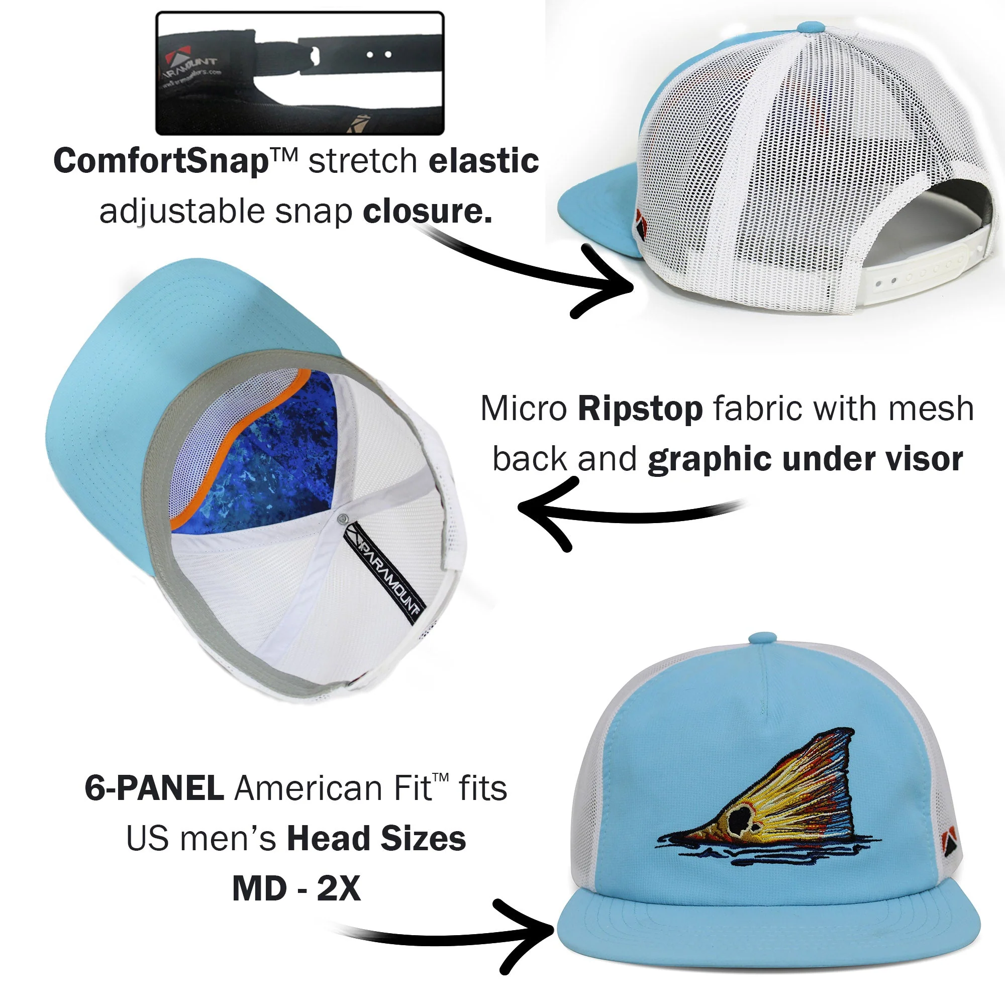 Paramount Outdoors Redfish Tail Mesh Back Performance Hat - Image 10