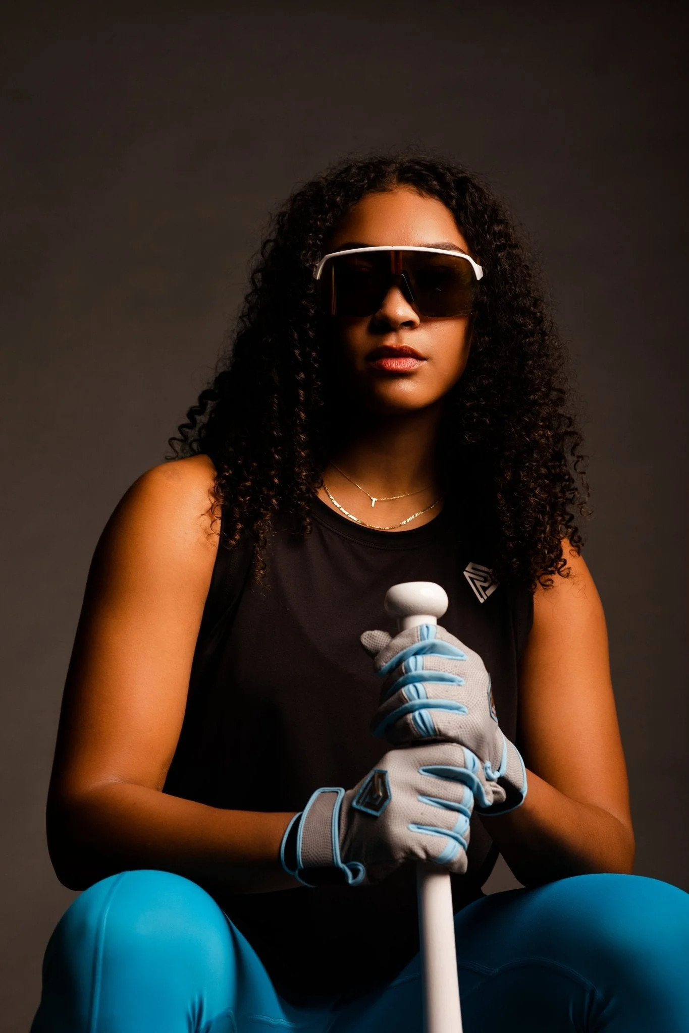 Resilient SFBL Championship Fastpitch Batting gloves - Grey and Angel Blue - Image 2
