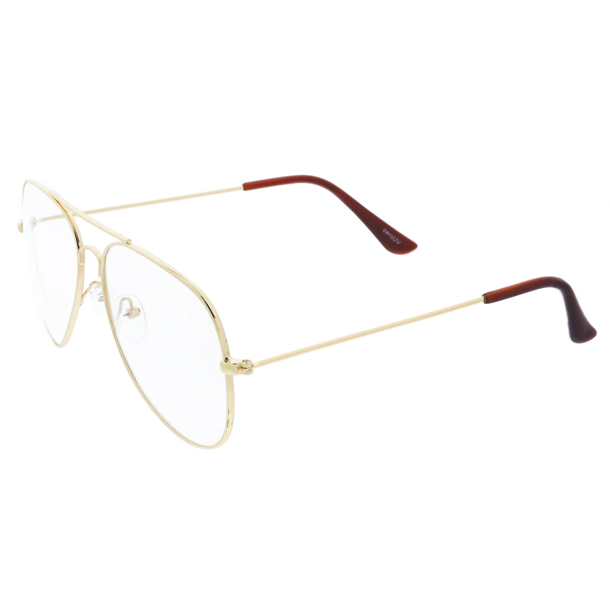 zeroUV Retro Full Metal Aviator Sunglasses With Clear Lenses Glasses 9591 - Image 18